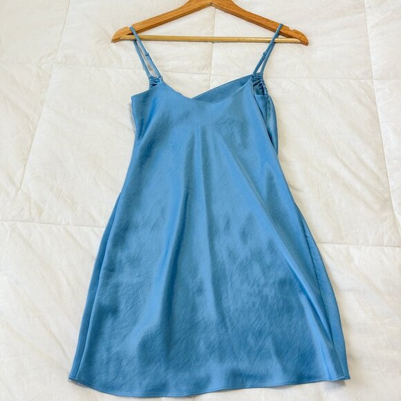 NWOT Wilfred Aritzia Allusion Cowl-Neck Slip Dress Blue Size XXS - Picture 9 of 9